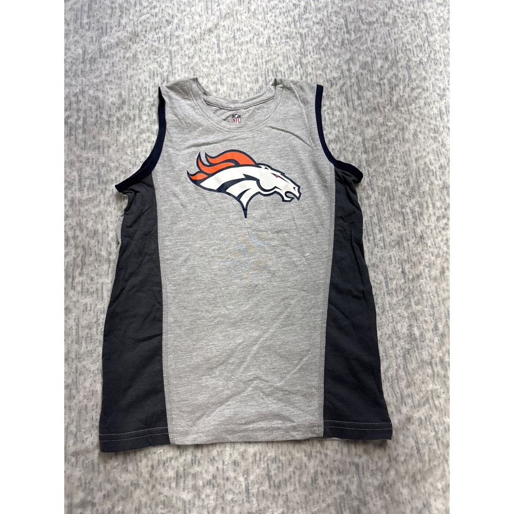NFL Denver Broncos Kids Sleeveless Muscle Tank Top Gray Blue Size 5/6 NWOT